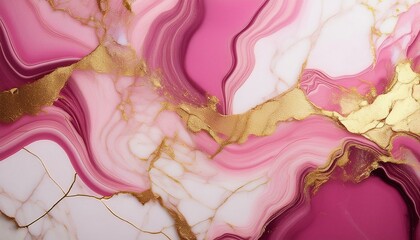 ピンク色と白と金色のマーブルの大理石柄の背景素材。aiで生成