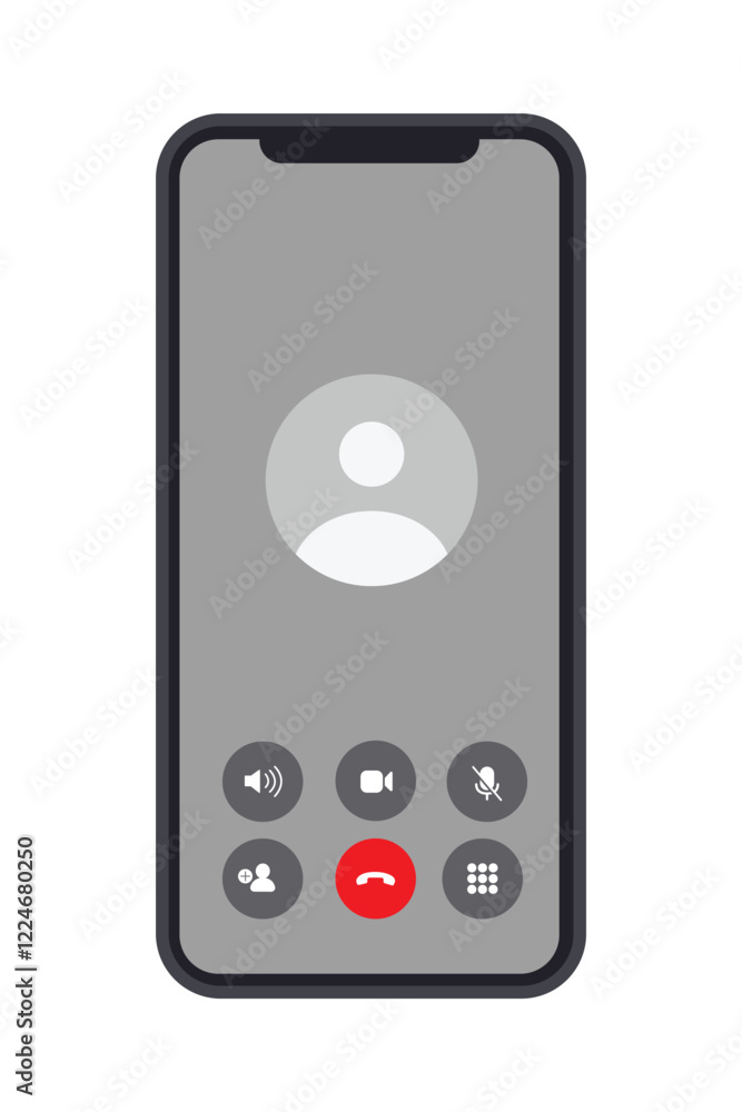 Poster call screen smartphone interface template, mobile app design layout, ui for application vector illus