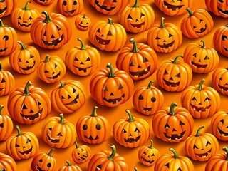 Halloween Orange Pumpkin Pattern: Festive Autumn Background for Fall Designs