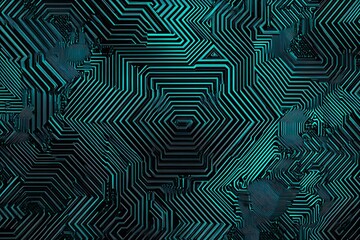 Abstract close-up of a glowing blue digital circuit board, showcasing intricate connections and technological design on a black background.
