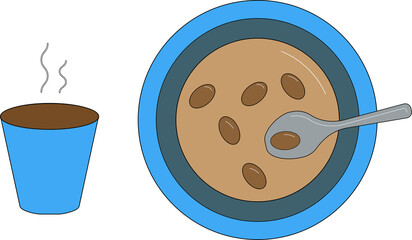 French Breakfast Geometric Shapes Food Icons Colour Petit Déjeuner
