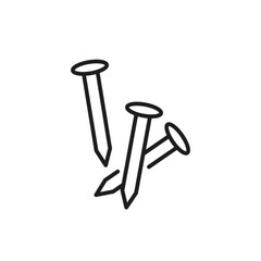 Stylized outline icons of nails, which are commonly utilized in various construction and renovation projects, represent essential tools that play a crucial role in the industry and its operations