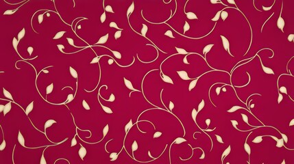 Elegant Crimson Fabric with Gold Vine Pattern