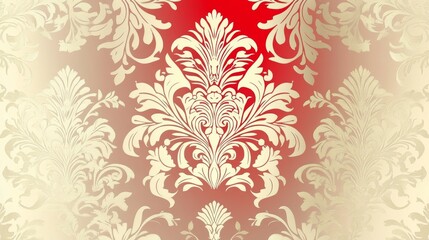 Elegant Damask Pattern Red Gold Background Design
