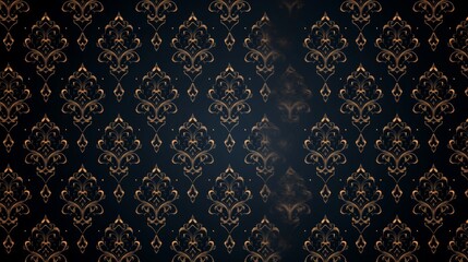 Elegant Damask Wallpaper Design Gold on Dark Background