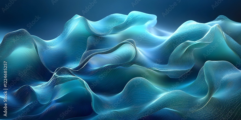 Poster dynamic waves of textured patterns creating a flowing visual effect. generative ai