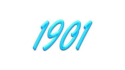 Glowing blue effect of number 1901 on white background.	