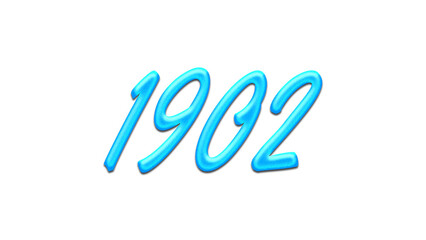 Glowing blue effect of number 1902 on white background.	