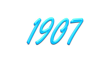 Glowing blue effect of number 1907 on white background.	
