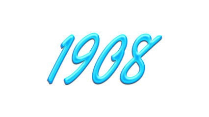 Glowing blue effect of number 1908 on white background.	