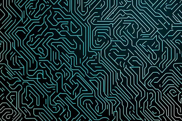 Abstract close-up of a glowing blue digital circuit board, showcasing intricate connections and technological design on a black background.
