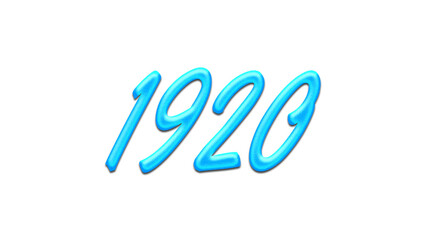 Glowing blue effect of number 1920 on white background.	