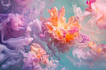 Obraz premium Vibrant abstract floral composition with swirling colors creating a dreamy atmosphere
