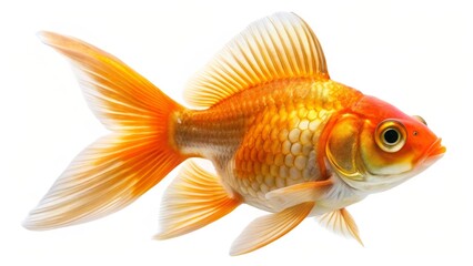 Orange Goldfish on White Background