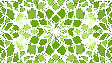 Abstract green mosaic, kaleidoscopic pattern.