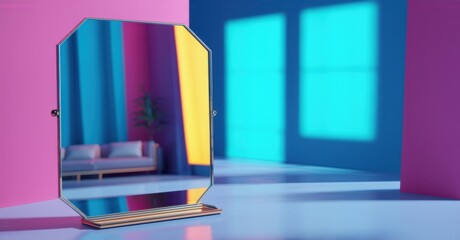 Mirror reflecting vibrant interior, symbolizing clarity, transparency, responsiveness, customer feedback, thoughtful interactions, and seamless communication in service