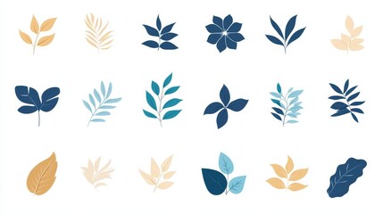 Naklejka premium Elegant Floral and Leaf Designs Collection for Decor