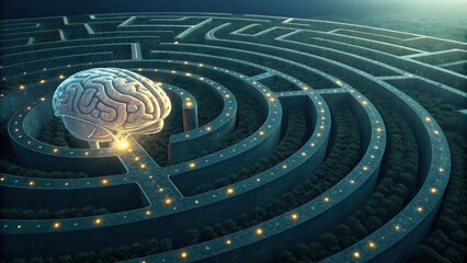 Naklejka premium The human brain and the maze