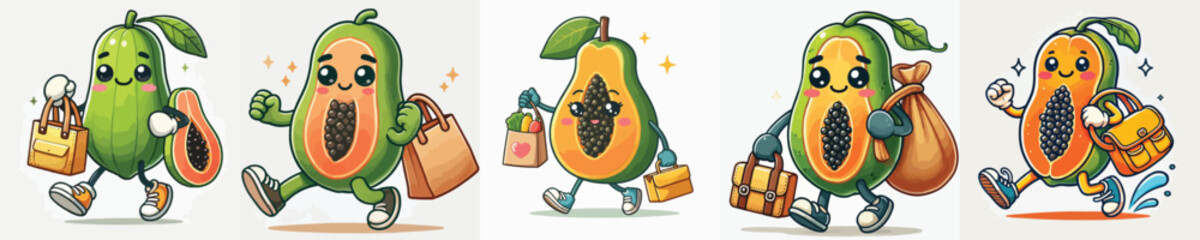 papaya fruit vector has cute hands and feet