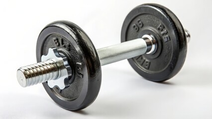 Naklejka premium Black Dumbbell on White Background