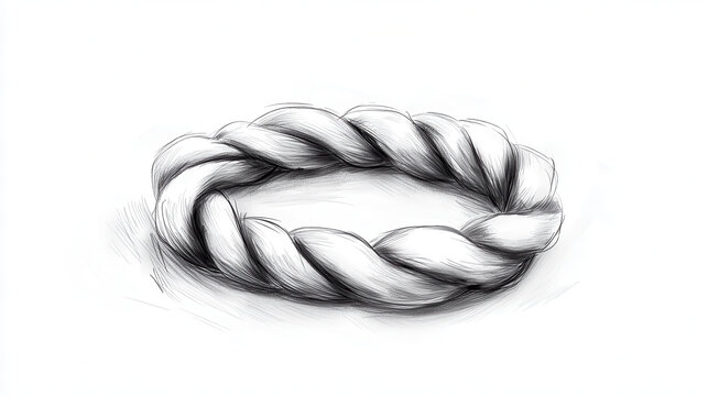 detailed illustration of twisted rope, showcasing its texture and form. This artistic representation highlights craftsmanship involved creating