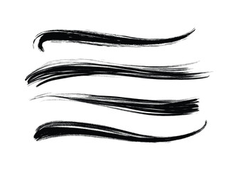 Curl brush stroke set. Brush strokes vector. Paintbrush collection. Grunge design elements. Dirty texture. Painted Long black lines strokes.
