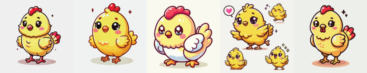 very cute and adorable chicken vector