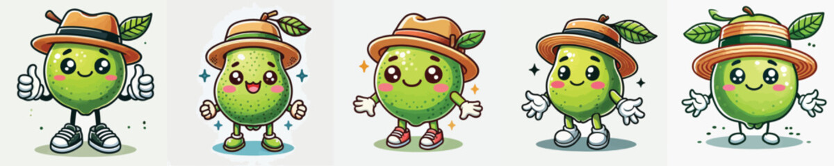 cute guava vector wearing hat