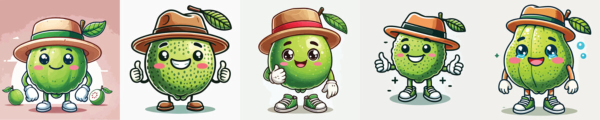 cute guava vector wearing hat