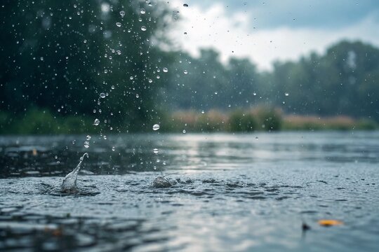 Hypnotic Rain: Slow Motion Water Surface Closeup - Meditative Nature Photography