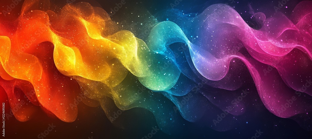 Poster abstract rainbow colorful spectrum light wave. generative ai technology.