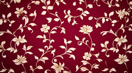 Elegant Floral Fabric Design Burgundy Background