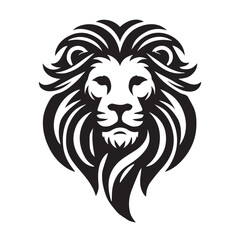 Fototapeta premium black and white Lion Head Tattoo Vector Mascot Illustration