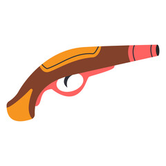 Pirate gun. Pirate pistol. Pirate weapon. Vector illustration.