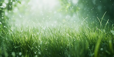green grass with dew drops