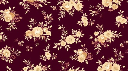 Elegant Floral Pattern Design Burgundy Background