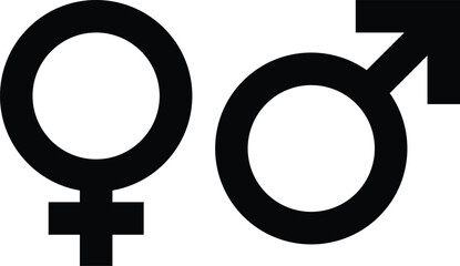 gender sign. Male and female vector icon, Gender symbol pink, blue and black icon design