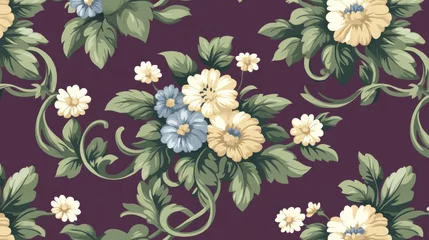 Fotobehang Elegant Floral Pattern Seamless Design Vintage Style © Big9869