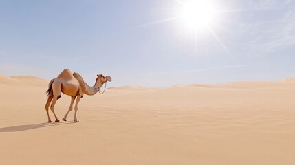 Camel in Desert under the Sun