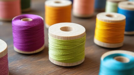 Cotton reels and thread. Generative AI