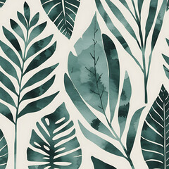 Dark Green Foliage - Modern Botanical Surface Pattern