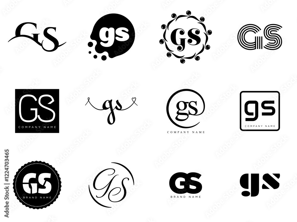 Fototapete gs logo company template. letter g and s logotype. set different classic serif lettering and modern 