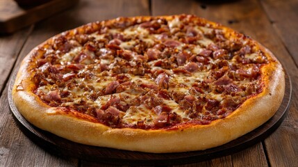 Delicious pizza on table. Generative AI