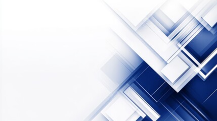 Obraz premium Abstract geometric design featuring overlapping blue and white shapes, creating a modern background