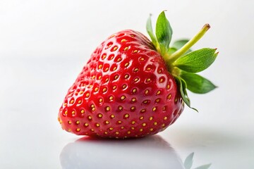 Juicy Red Strawberry on White Background - Fresh Summer Fruit Stock Photo
