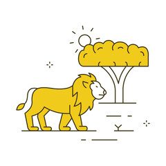 Savanna Wildlife Lion Vector Icon Design