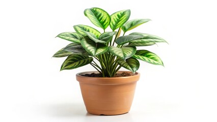 Obraz premium Potted Plant with Variegated Leaves
