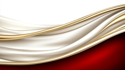 Obraz premium Elegant Gold and White Silk Drape on Red Background
