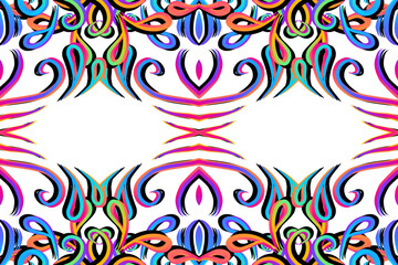 Beautiful classic design colourful background with flower leaf line art pattern of indonesian culture traditional batik	