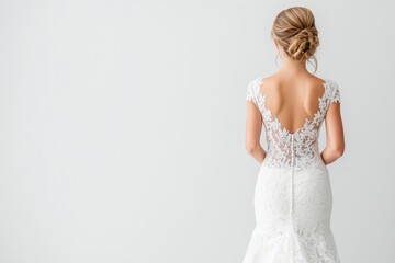 Elegante Frau im langen Kleid von hinten

